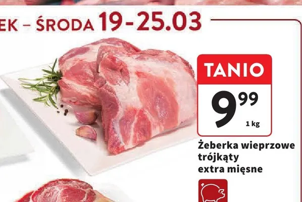 Żeberka wieprzowe trójkąty extra mięsne promocja w Intermarche