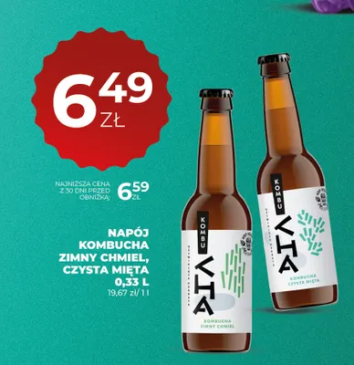 Napój Kombucha zimny chmiel promocja w Duży Ben