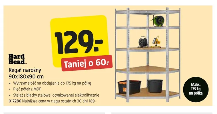 Regał narożny 90x180x90 cm Hard Head promocja w Jula