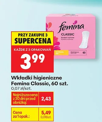 Wkładki higieniczne Classic promocja w Biedronka