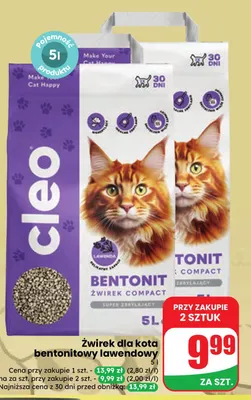 Żwirek dla kota bentonitowy lawendowy Cleo promocja w Dino