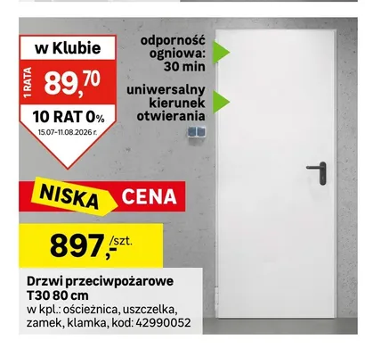 Drzwi przeciwpożarowe T30 promocja w Leroy Merlin