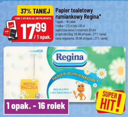 Papier toaletowy rumiankowy Regina 16-pak promocja w POLOmarket