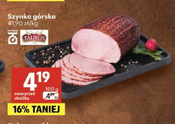 Szynka górska Taurus promocja w Delikatesy Centrum