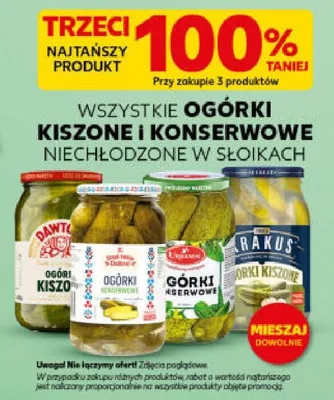 Ogórki kiszone i konserwowe niechłodzone w słoikach promocja w Kaufland