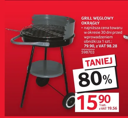 Grill węglowy okrągły promocja w Selgros