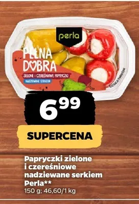 Papryczki zielone i czerwone nadziewane serkiem Perla promocja w Netto