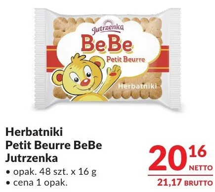 Herbatniki Petit Beurre BeBe Jutrzenka promocja w Makro