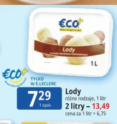 Lody Eco+ promocja w Leclerc