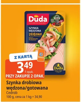 Szynka drobiowa wędzona Duda promocja w Leclerc