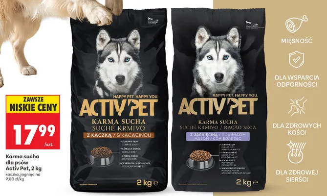 Karma sucha dla psów Activ Pet z jagnięciną promocja w Biedronka