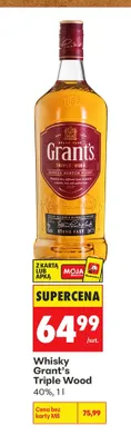 Whisky Grant's Triple Wood 40% promocja w Biedronka