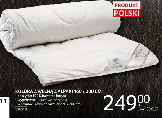 Kołdra z wełną 7 alpaki 160x200 cm promocja w Selgros