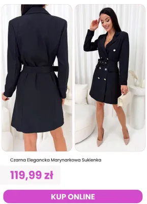 Sukienka marynarkowa czarna elegancka ModnaKiecka.pl Modnakiecka. Pl promocja w Modna Kiecka