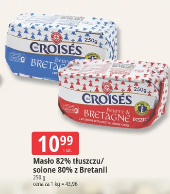 Masło 80% tłuszczu solone z Bretanii promocja w Leclerc