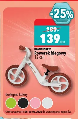 Rowerek biegowy 12 cali Black Forest promocja w Biedronka Home