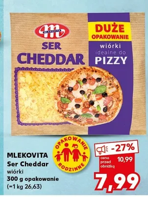 Ser Cheddar wiórki Mlekovita duże opakowanie promocja w Kaufland