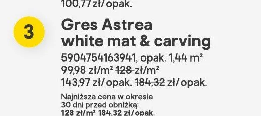 Gres Astrea white mat & carving promocja w Castorama