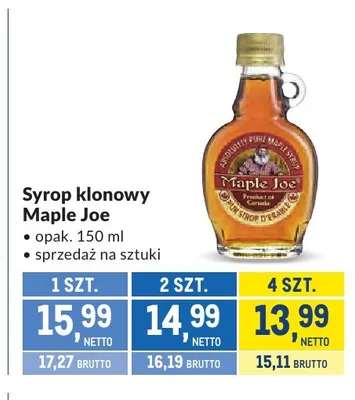 Syrop klonowy Maple Joe promocja w Makro