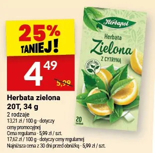 Herbata zielona z cytryną promocja w Twój Market
