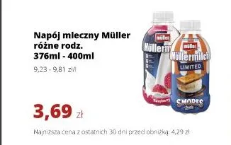 Napój mleczny Müller Müllermilch truskawkowy promocja w Torimpex Toruńska Sieć Sklepów Spożywczych