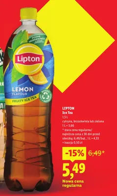 Herbata mrożona Lipton Ice Tea brzoskwinia promocja w Lidl