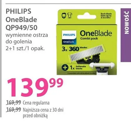 Wymienne ostrza do golenia OneBlade QP949/50 promocja w Hebe