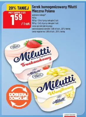Serek homogenizowany Milutti Mleczna Polana truskawkowy promocja w POLOmarket