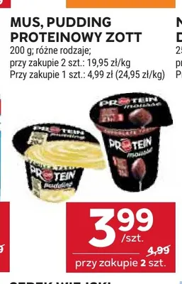 Pudding proteinowy Zott promocja w Stokrotka
