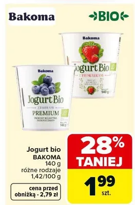 Jogurt bio różne rodzaje promocja w Carrefour