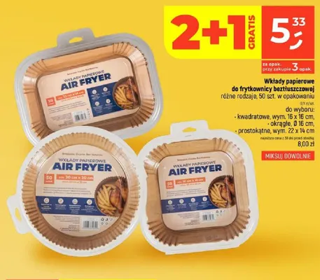 Wkłady papierowe do frytkownicy beztłuszczowej okrągłe Ø16 cm promocja w Dealz
