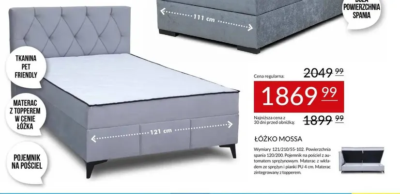 Łóżko Mossa promocja w Abra Meble
