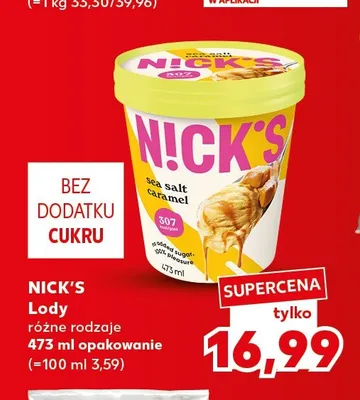 Lody sea salt caramel Nick's promocja w Kaufland