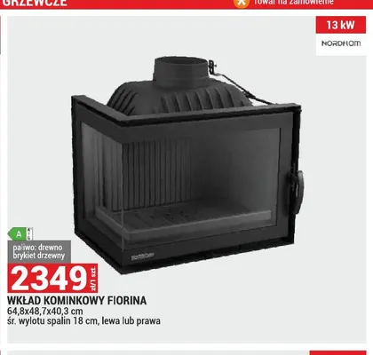 Wkład kominkowy Nordflam Fiorina promocja w Merkury Market