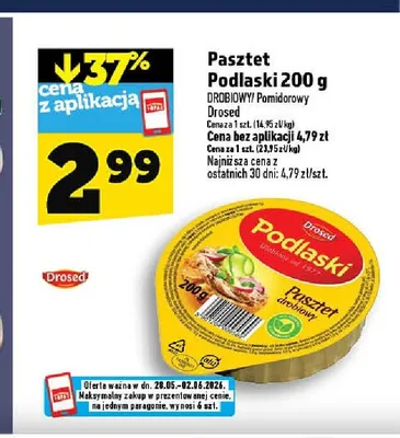 Pasztet drobiowy Podlaski 200g promocja w TOPAZ