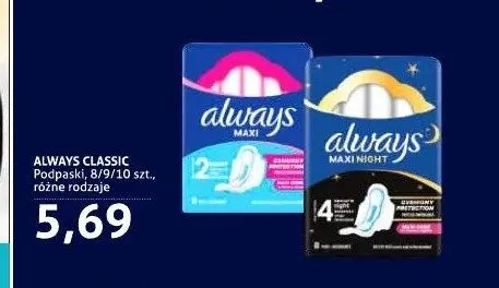 Podpaski Always Classic promocja w Blue Stop