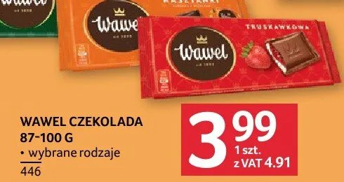 Czekolada Wawel wybrane rodzaje 446 promocja w Selgros