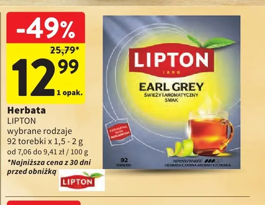Herbata Lipton Earl Grey promocja w Intermarche