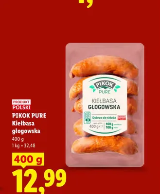 Kiełbasa głogowska Pikok Pure promocja w Lidl