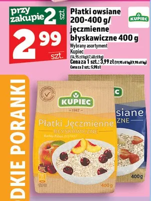 Płatki owsiane jęczmienne błyskawiczne promocja w TOPAZ