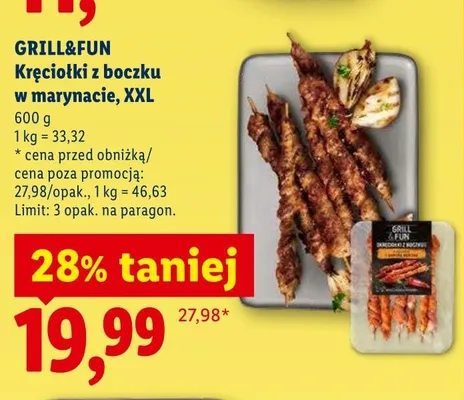 Kręciołki z boczku w marynacie XXL GRILL&FUN promocja w Lidl