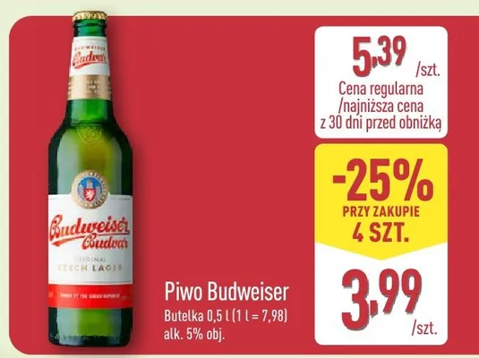 Piwo Budweiser promocja w Aldi