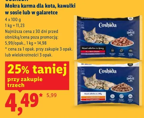 Mokra karma dla kota, kawałki w sosie  promocja w Lidl