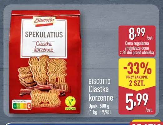 Ciastka korzenne Spekulatius Biscotto promocja w Aldi