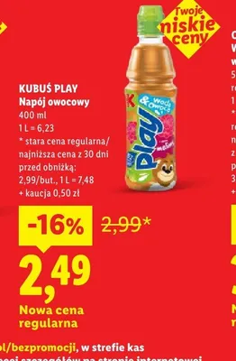 Napój owocowy Kubuś Play promocja w Lidl