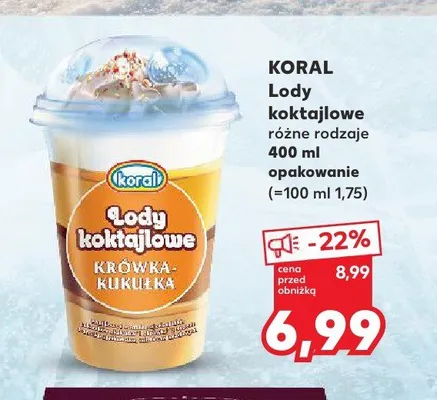 Lody koktajlowe Koral Krówka-Kukułka promocja w Kaufland