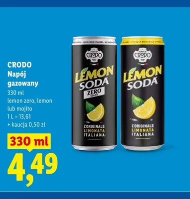 Napój gazowany CRODO lemon zero promocja w Lidl