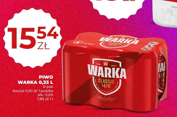 Piwo Warka 6-pak promocja w Duży Ben