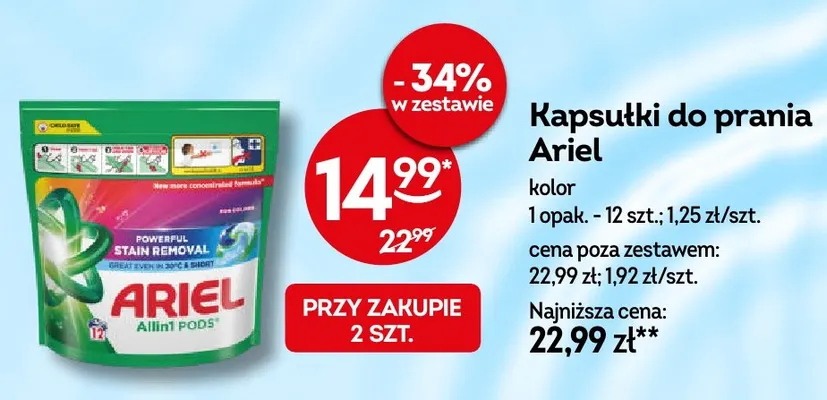 Kapsułki do prania Ariel kolor promocja w Żabka