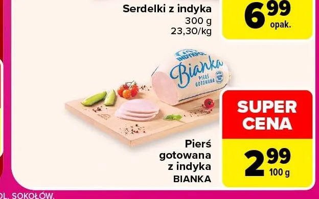 Pierś gotowana z indyka Bianka Indykpol promocja w Carrefour